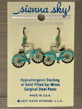 Sienna Sky Turquoise Bicycle Dangle Earrings with Silver Accents